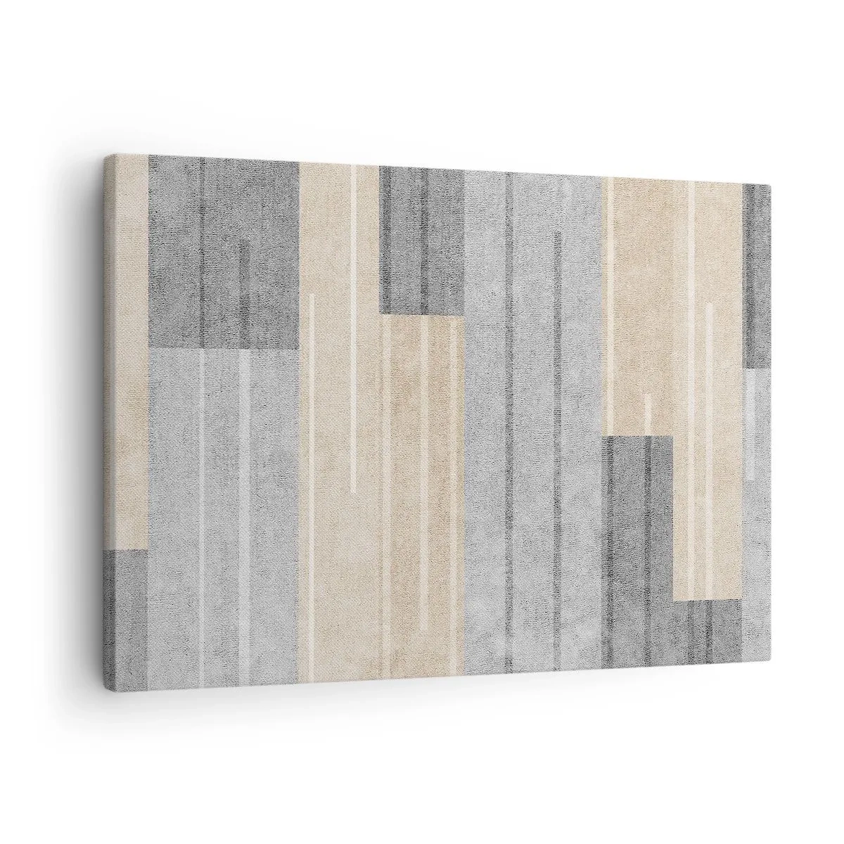 Cuadro sobre lienzo - Impresión de Imagen - Composición geométrica en tonos grises y beige. - 70x50cm - Composición: sostener la vertical - Decoración de pared moderna para salón y dormitorio ARTTOR
