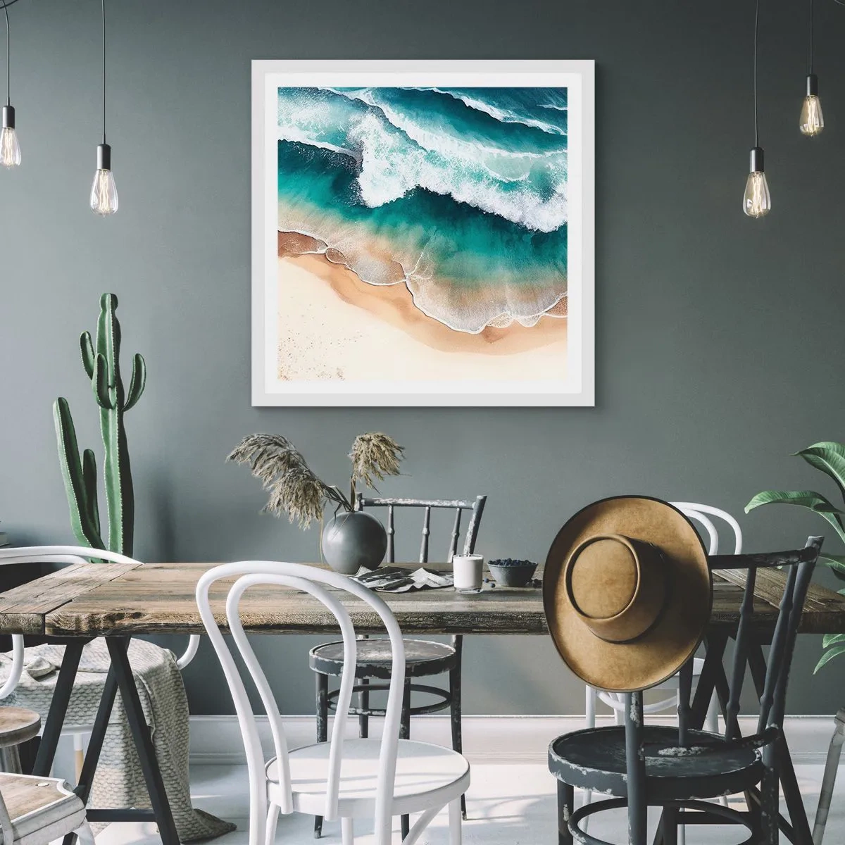 Póster en marco blanco - Un encuentro eterno - 60x60 cm