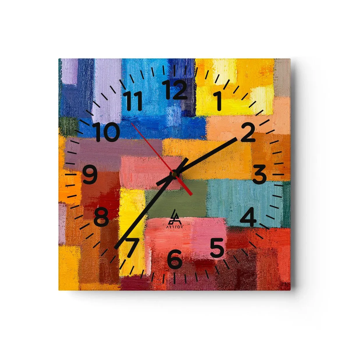 Reloj de pared - Reloj de vidrio - Cada una diferente, todas coloridas - 40x40 cm