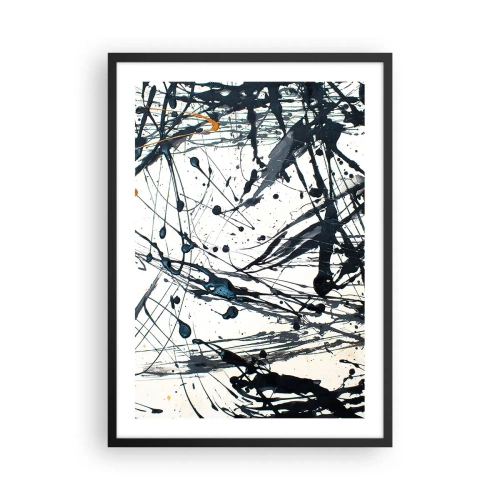 Póster en marco negro - Líneas abstractas expresivas sobre un fondo blanco. - 50x70cm - ¿Con o sin sentido? - Decoración de pared moderna para salón y dormitorio ARTTOR
