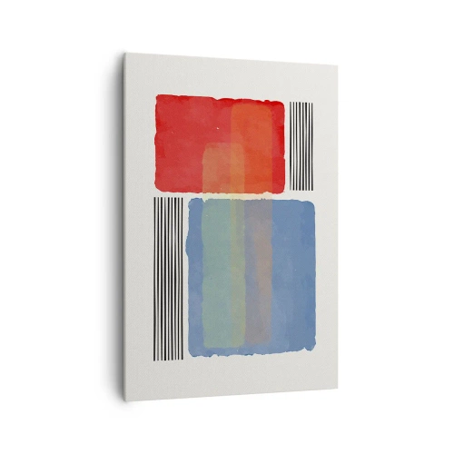 Cuadro sobre lienzo - Impresión de Imagen - Composición geométrica con bloques y líneas de colores. - 70x100cm - Espíritu y alma de la geometría - Decoración de pared moderna para salón y dormitorio ARTTOR