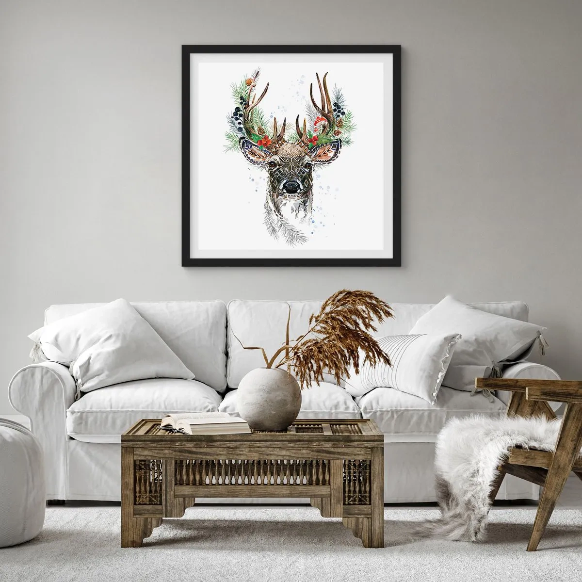 Póster en marco negro - Con vestimenta festiva - 60x60 cm