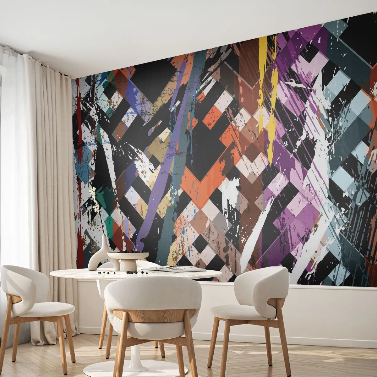 Fotomural Standard Eco - Elevado al cuadrado - Abstracción, Pedazo, Patrón moderno - 350x256 cm