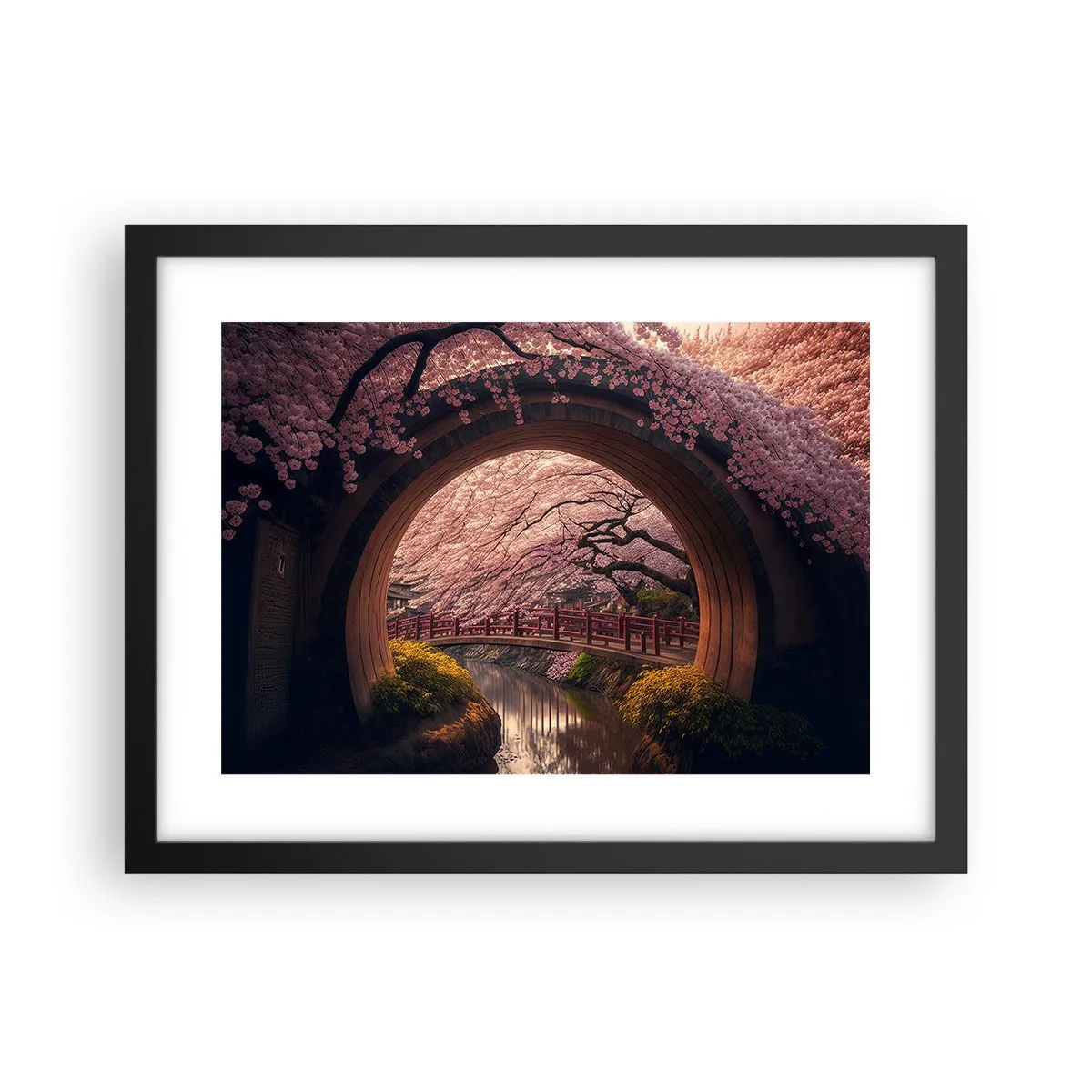 Póster en marco negro - Primavera japonesa - 40x30 cm