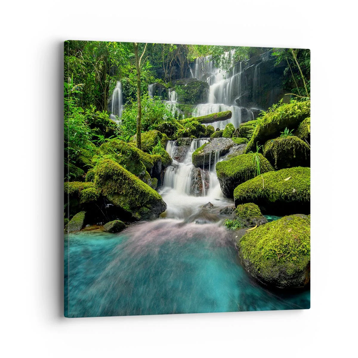 Cuadro sobre lienzo - Impresión de Imagen - Turquesa, zafiro y plata líquida - 40x40 cm