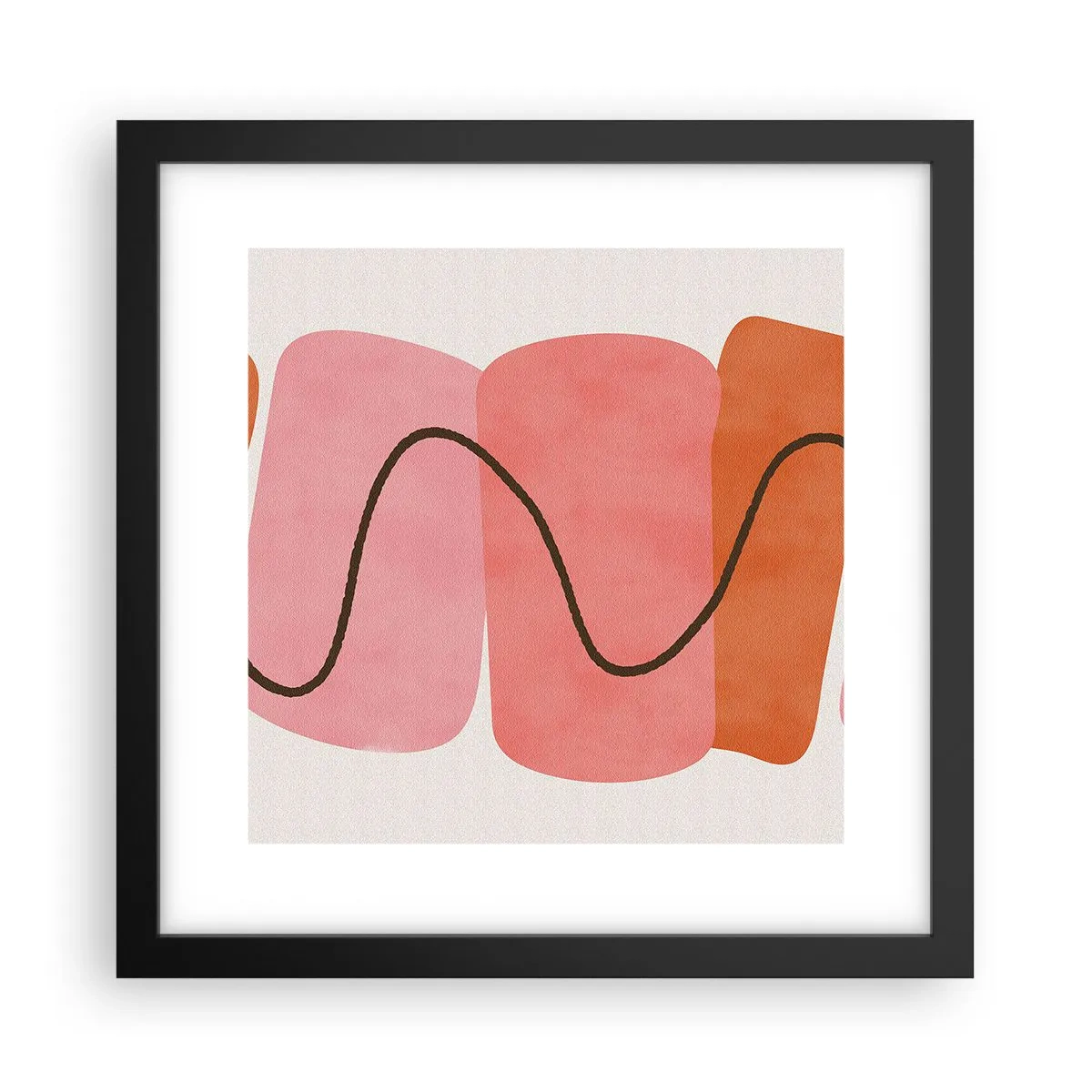 Póster en marco negro - Suave movimiento de formas - 30x30 cm