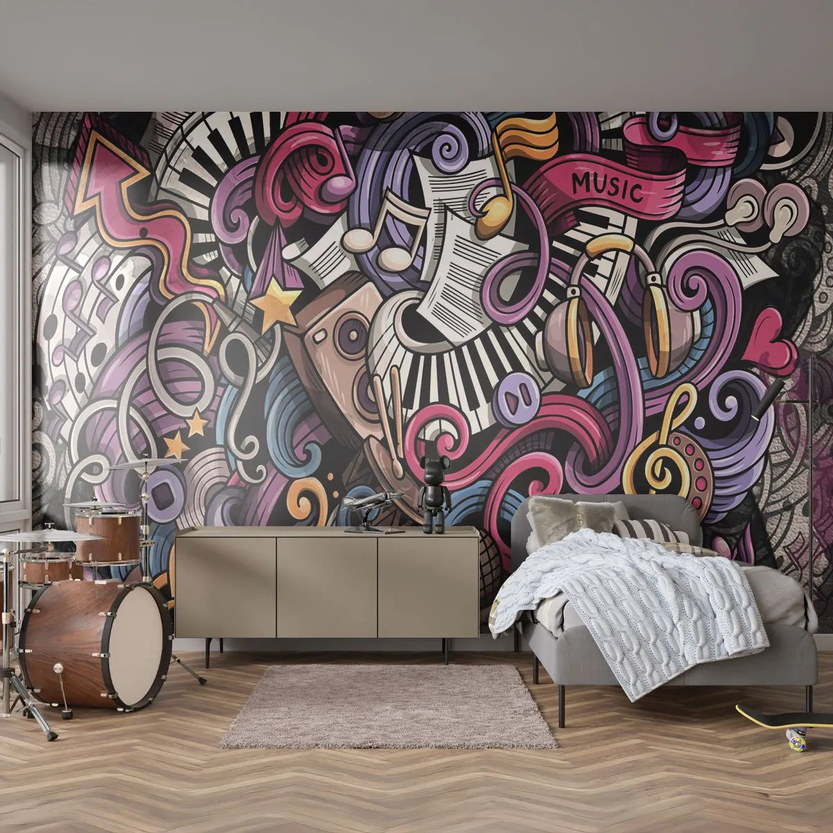 Fotomural Autadhesivo Deluxe Sticker - Una melodía complicada - Música, Mural, Pintada - 200x140 cm