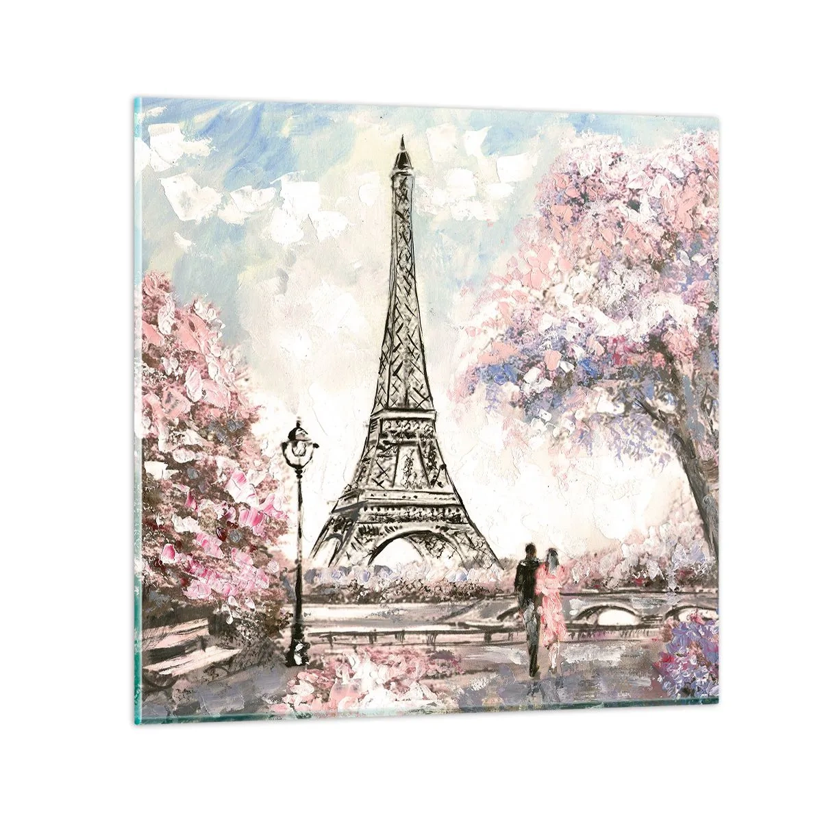 Cuadro sobre vidrio - Impresiones sobre Vidrio - Un paseo por París en abril - 40x40 cm