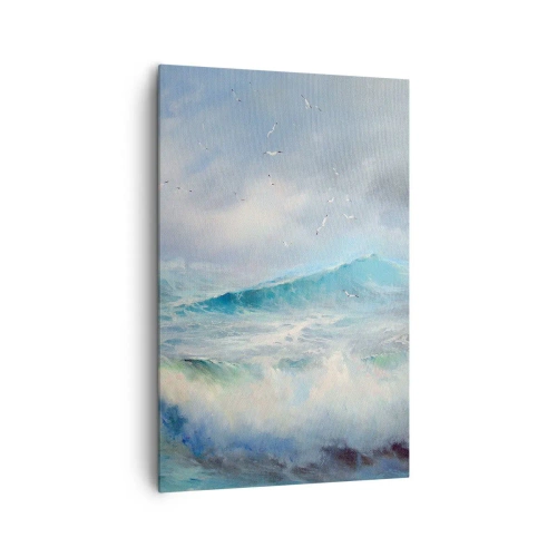Cuadro sobre lienzo - Impresión de Imagen - Olas fuertes en el océano - 80x120cm - La fuerza del viento - Decoración de pared moderna para salón y dormitorio ARTTOR