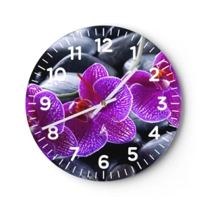 Reloj de pared - Reloj de vidrio - Las piedras brillan con deleite - 30x30 cm