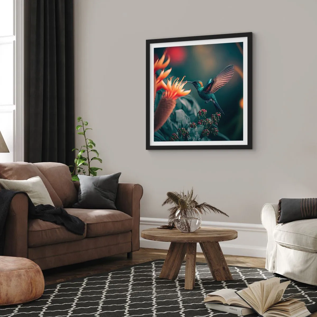 Póster en marco negro - Una vida verdaderamente colorida - 50x50 cm