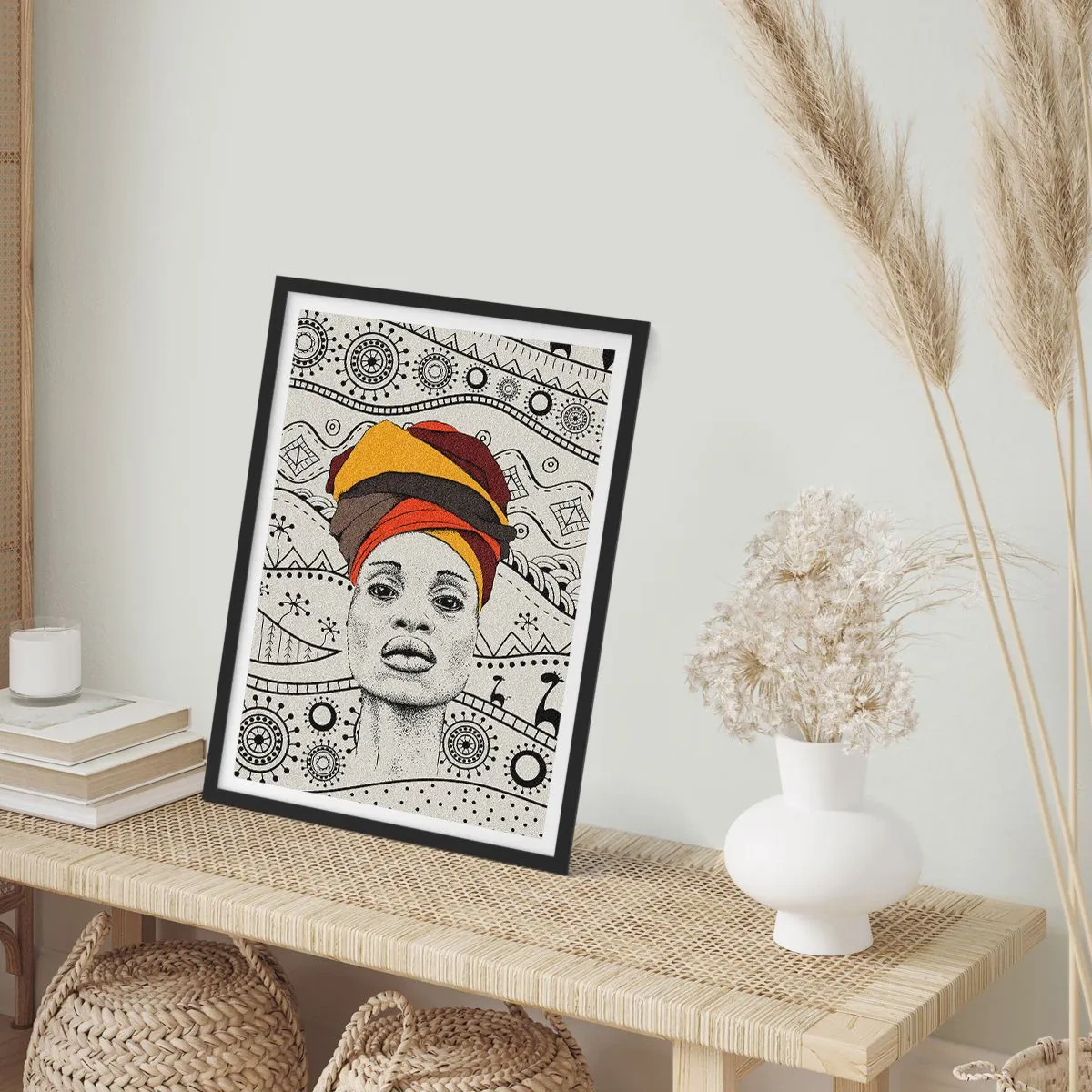 Póster en marco negro - Retrato africano - 50x70 cm