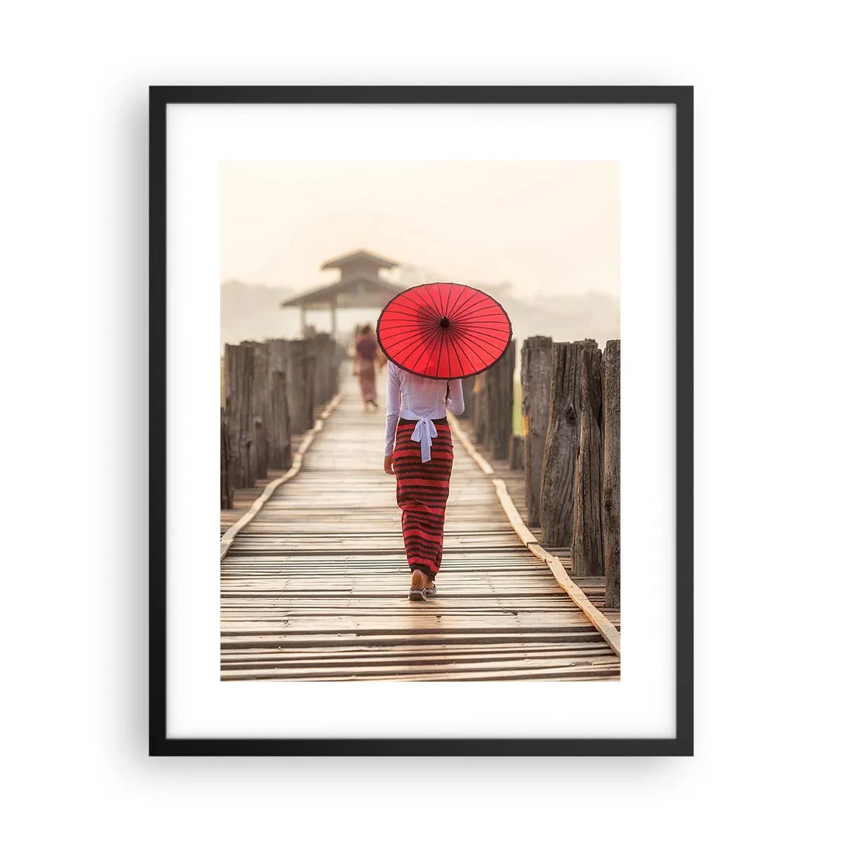 Póster en marco negro - En un viejo puente - 40x50 cm