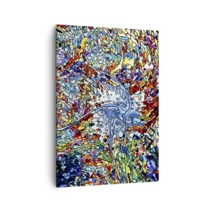 Cuadro sobre lienzo - Impresión de Imagen - Un patrón abstracto colorido inspirado en la naturaleza. - 50x70cm - Vidriera - Decoración de pared moderna para salón y dormitorio ARTTOR