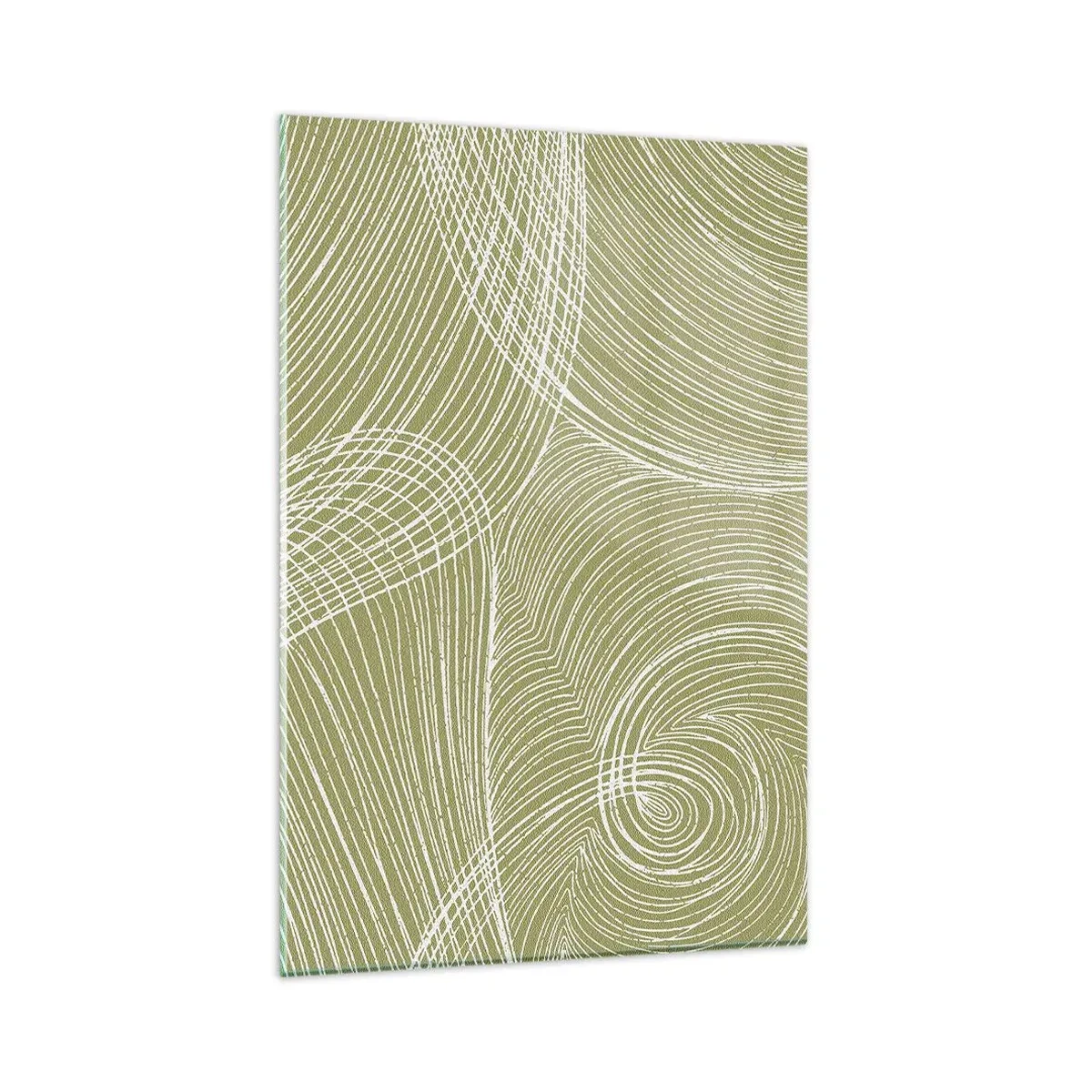 Cuadro sobre vidrio - Impresiones sobre Vidrio - Líneas verdes y blancas en una composición abstracta. - 80x120cm - Abstracción intrincada en blanco - Decoración de pared moderna para salón y dormitorio ARTTOR