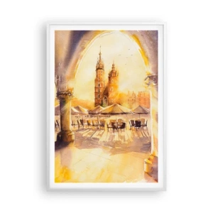 Póster en marco blanco - Este sobre el mercado de Cracovia - 70x100 cm