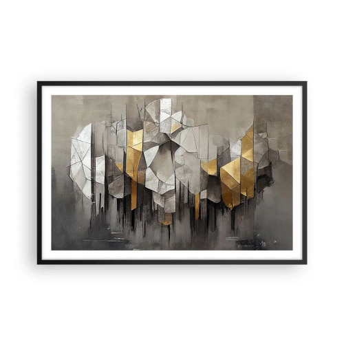 Póster en marco negro - Composición hecha de hielo y luz - 91x61 cm