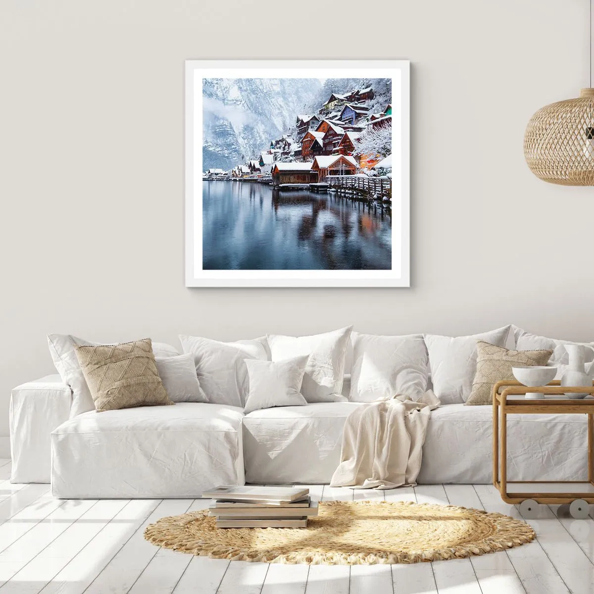 Póster en marco blanco - En un decorado de invierno - 40x40 cm