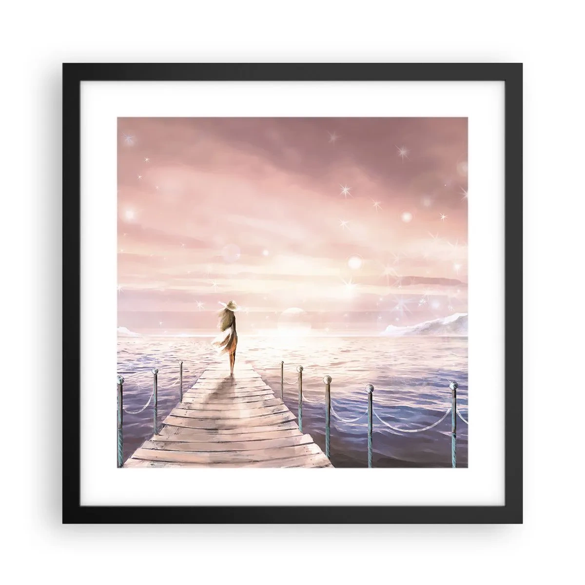 Póster en marco negro - A la luz de un sueño - 40x40 cm