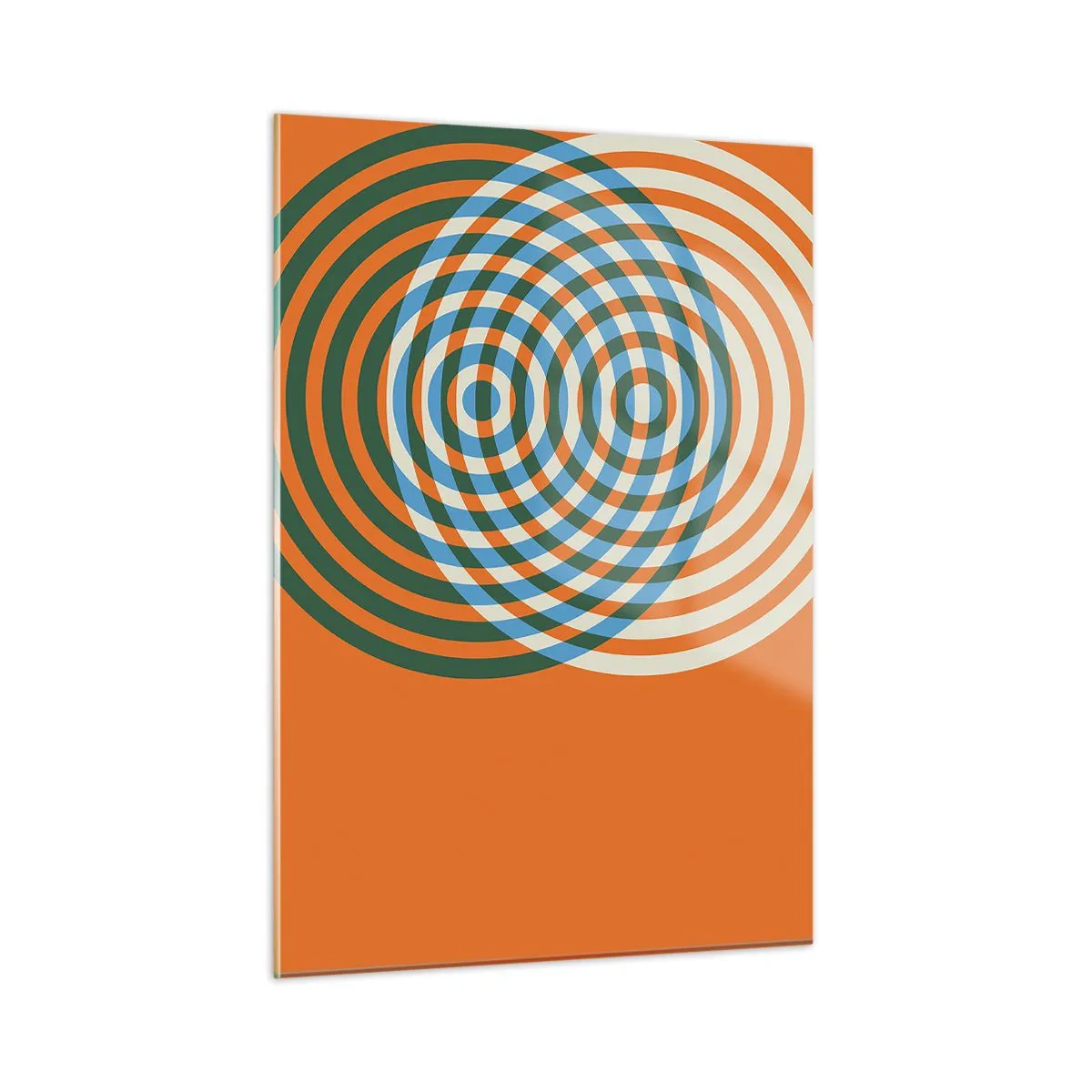 Cuadro sobre vidrio - Impresiones sobre Vidrio - Gráfico geométrico abstracto con círculos concéntricos - 50x70cm - Círculos y abstracción - Decoración de pared moderna para salón y dormitorio ARTTOR