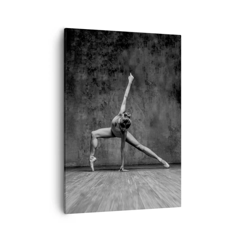 Cuadro sobre lienzo - Impresión de Imagen - Una bailarina en pose artística frente a una pared sin rematar - 50x70cm - Equilibrio perfecto - Decoración de pared moderna para salón y dormitorio ARTTOR
