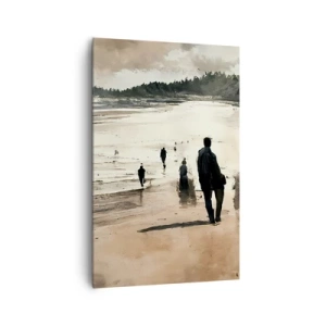 Cuadro sobre lienzo - Impresión de Imagen - Caminantes de playa en un paisaje tranquilo - 80x120cm - Un sueño evocado - Decoración de pared moderna para salón y dormitorio ARTTOR