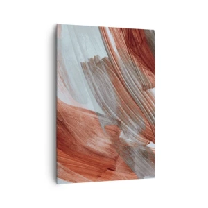 Cuadro sobre lienzo - Impresión de Imagen - Pinceladas abstractas en tonos cobre y gris. - 70x100cm - Abstracción otoñal y ventosa - Decoración de pared moderna para salón y dormitorio ARTTOR