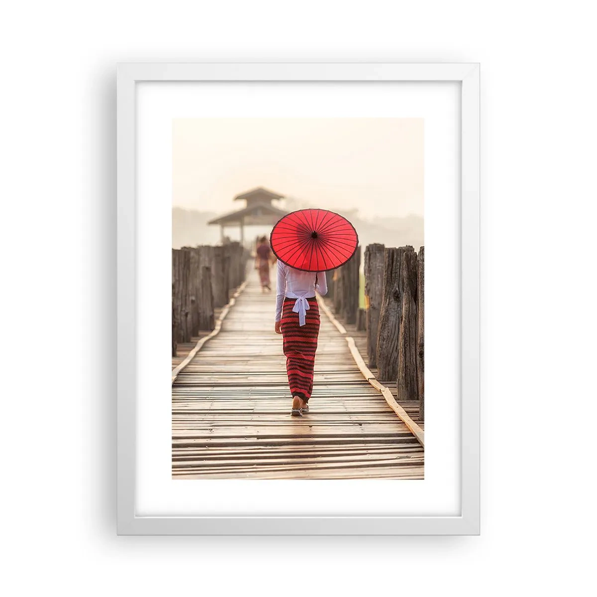 Póster en marco blanco - En un viejo puente - 30x40 cm