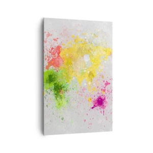 Cuadro sobre lienzo - Impresión de Imagen - Un mapa del mundo en una colorida interpretación de acuarela. - 80x120cm - Todos los colores del mundo - Decoración de pared moderna para salón y dormitorio ARTTOR