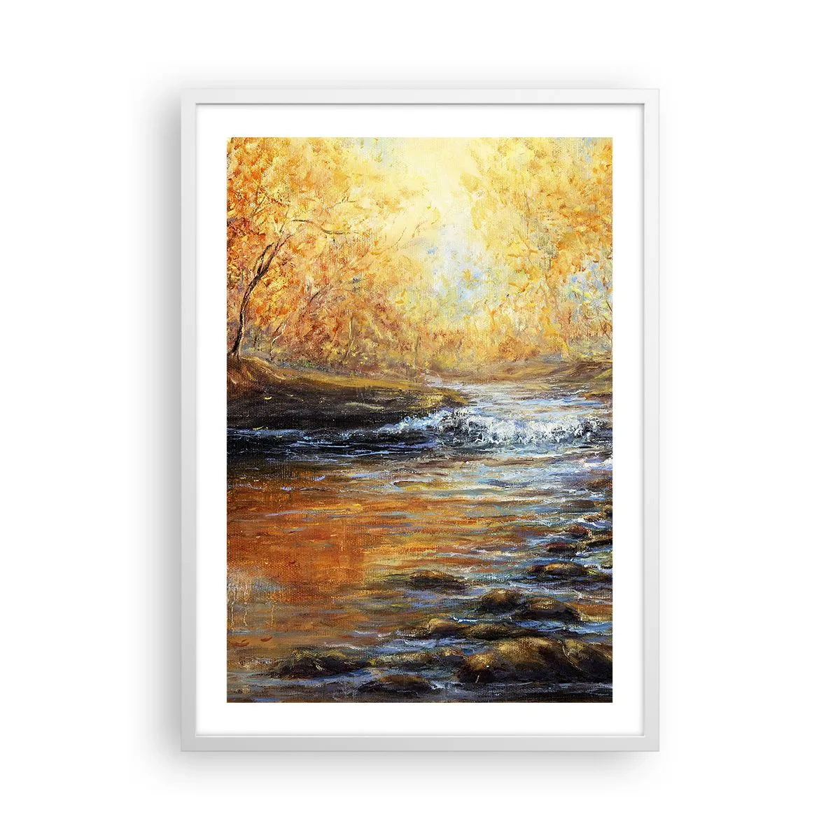 Póster en marco blanco - Arroyo de oro - 50x70 cm