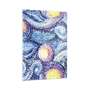 Cuadro sobre vidrio - Impresiones sobre Vidrio - Una interpretación abstracta de la Noche Estrellada en colores intensos. - 50x70cm - De un cuadro de Van Gogh - Decoración de pared moderna para salón y dormitorio ARTTOR