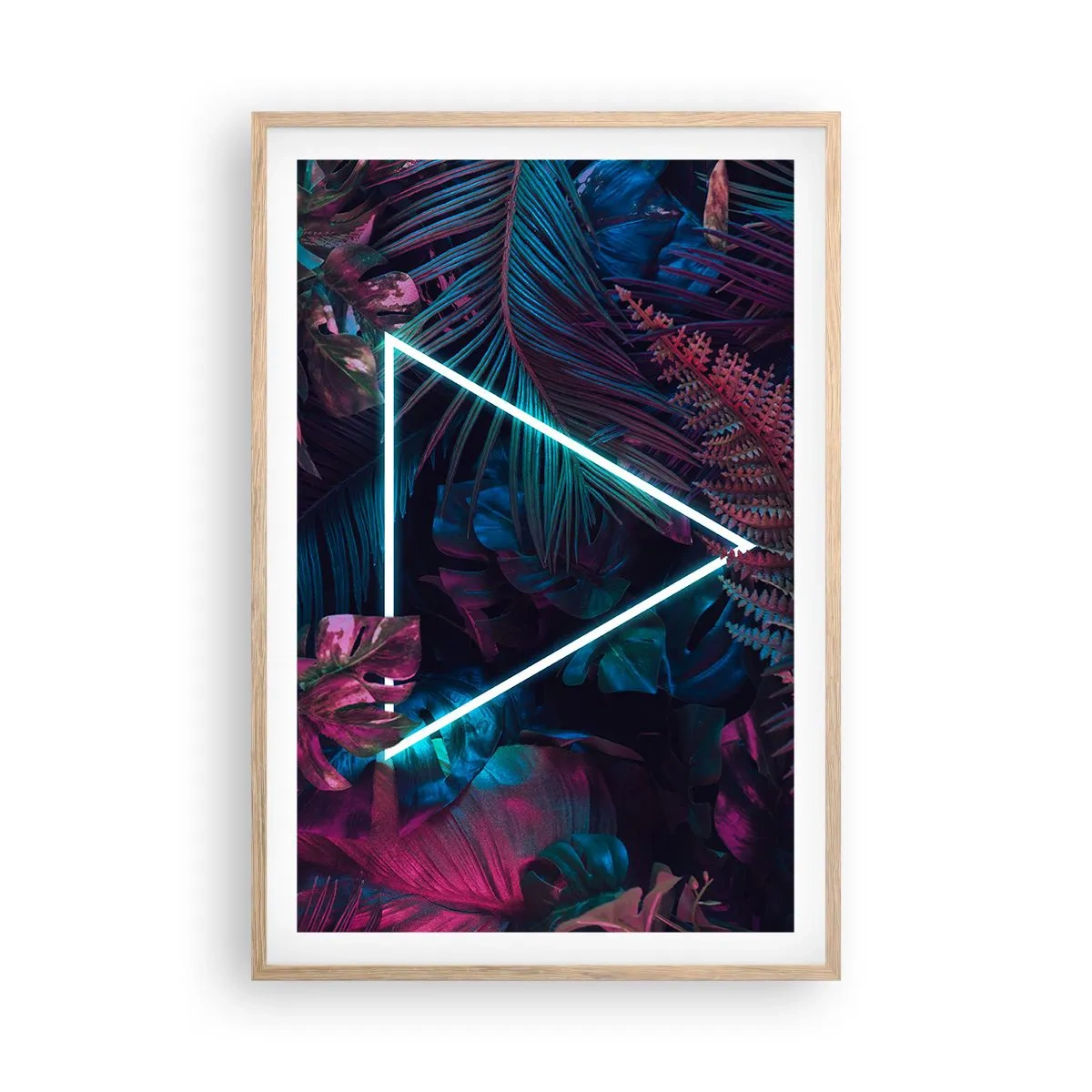 Póster en marco roble claro - Jardín fluorescente - 61x91 cm