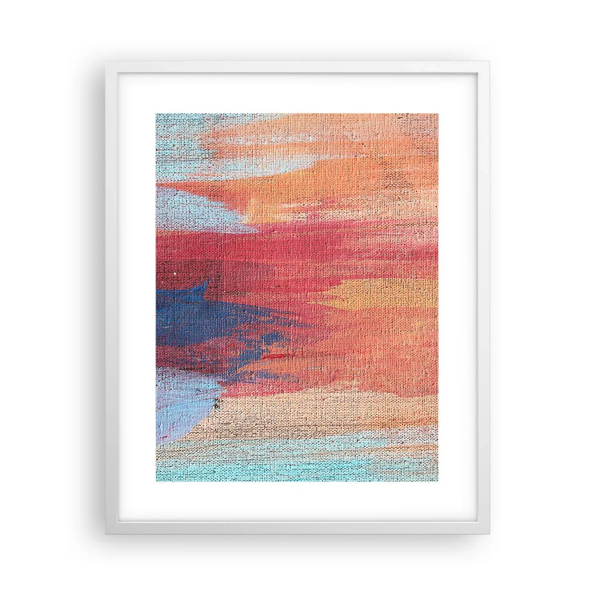 Póster en marco blanco - Trazos de arco iris - 40x50 cm