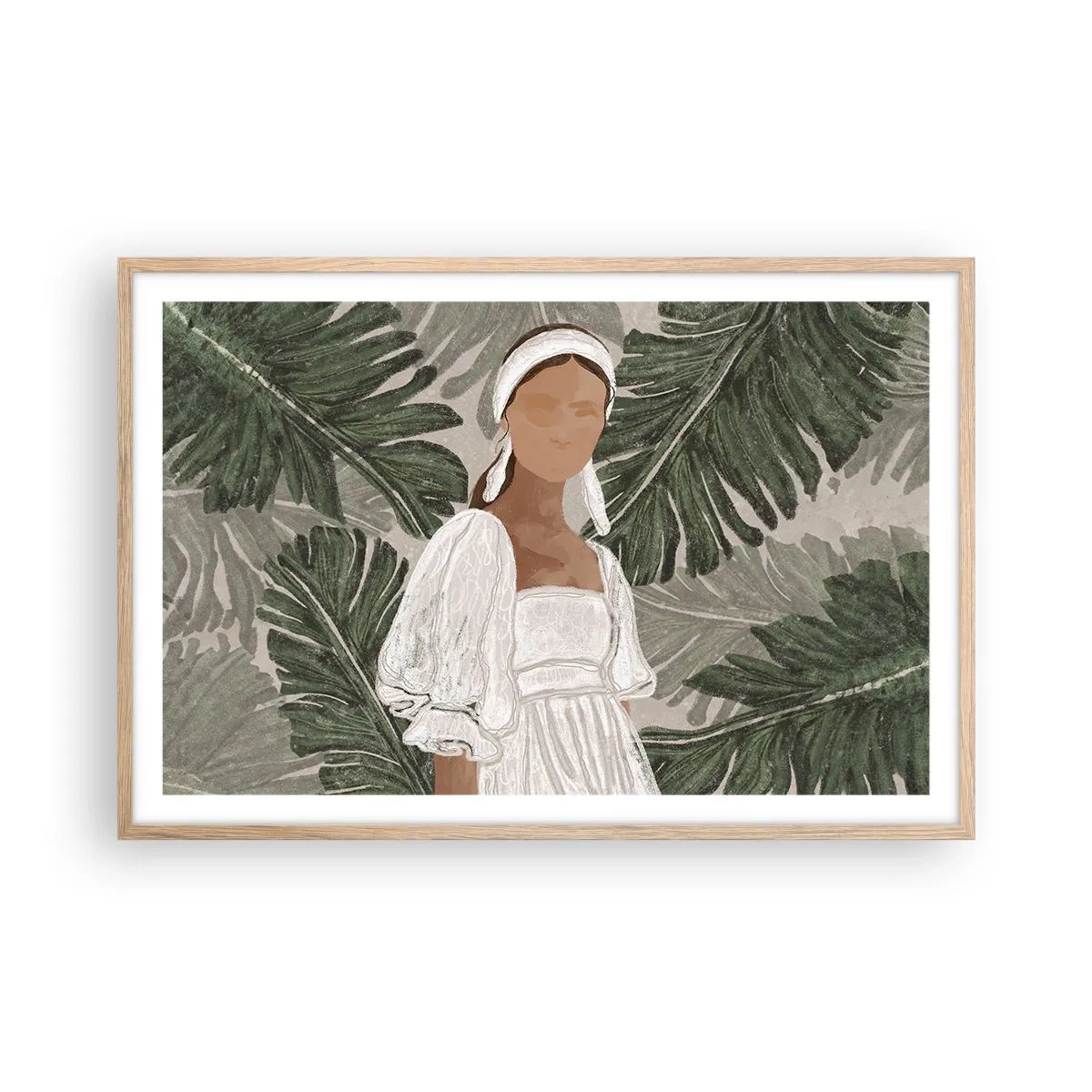 Póster en marco roble claro - Retrato exótico - 91x61 cm