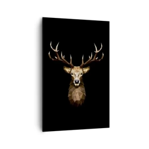 Cuadro sobre lienzo - Impresión de Imagen - Ciervo poligonal geométrico sobre fondo negro - 80x120cm - Ciervo cubista - Decoración de pared moderna para salón y dormitorio ARTTOR