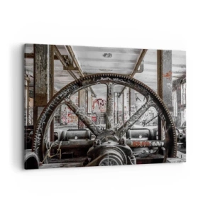 Cuadro sobre lienzo - Impresión de Imagen - Un antiguo mecanismo en un interior industrial abandonado. - 100x70cm - La vida secreta de una fábrica - Decoración de pared moderna para salón y dormitorio ARTTOR