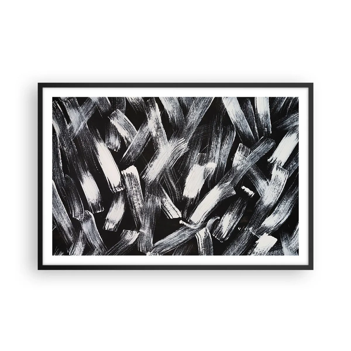 Póster en marco negro - Abstracción en el espíritu industrial - 91x61 cm