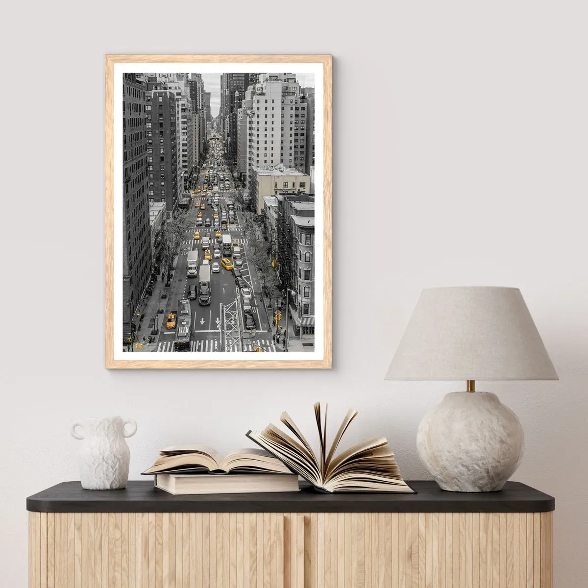 Póster en marco roble claro - La vida de Nueva York - 30x40 cm