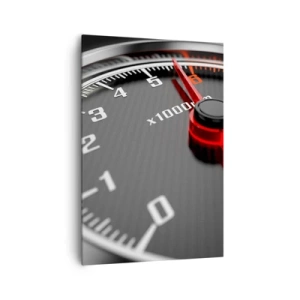 Cuadro sobre lienzo - Impresión de Imagen - Primer plano del tacómetro con la aguja roja - 70x100cm - Pisa a fondo - Decoración de pared moderna para salón y dormitorio ARTTOR