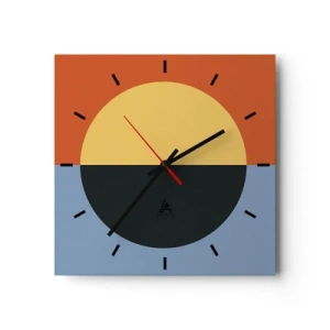 Reloj de pared - Reloj de vidrio - Abstracción geométrica con colores contrastantes. - 30x30cm - Una composición de calidez y frescura - Decoración de pared moderna para salón y dormitorio ARTTOR