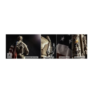 Muestra de fotomural Premium Sand - Por eso lucho - Soldado, Bandera estadounidense, Comando - 100x30 cm