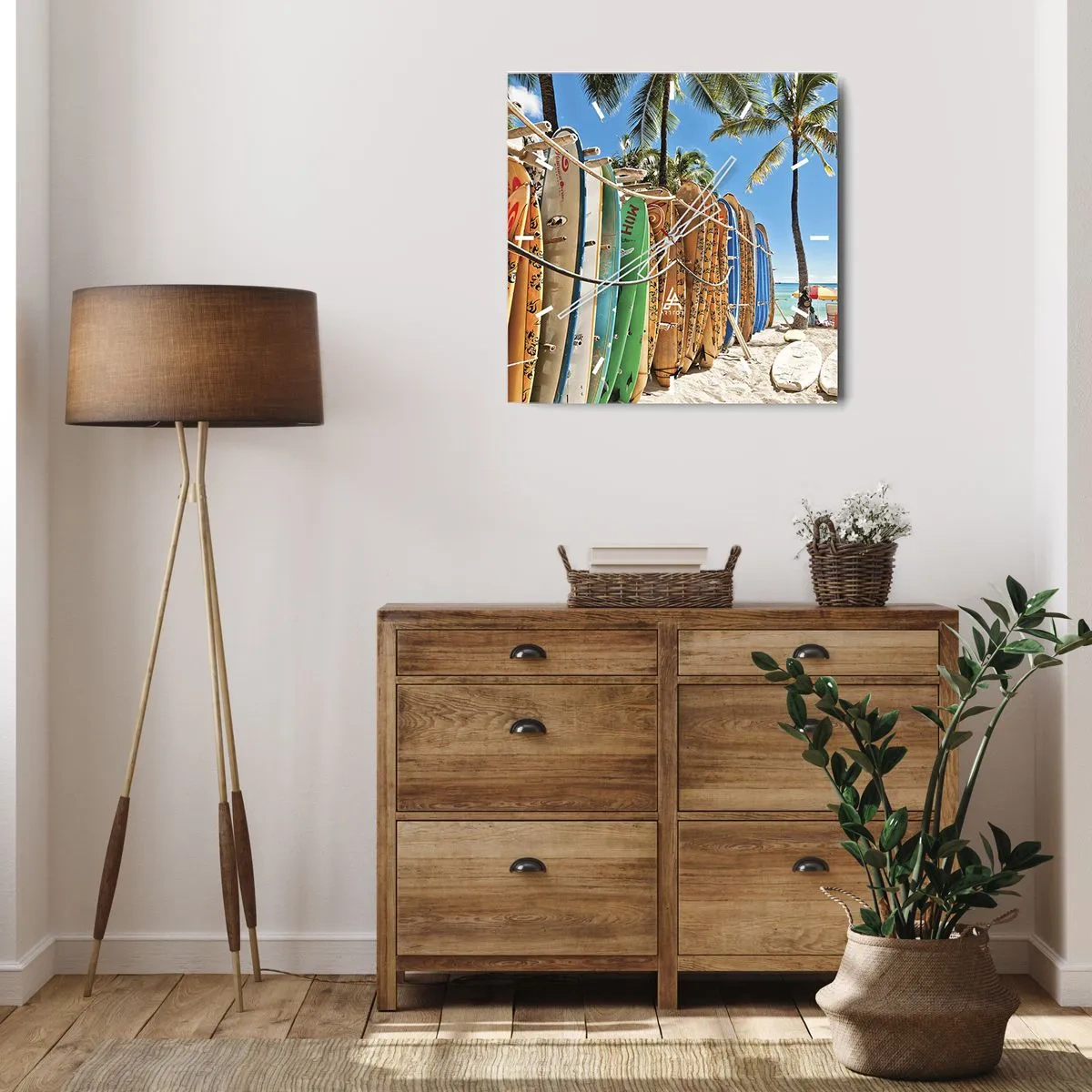 Reloj de pared - Reloj de vidrio - Diversión soleada - 30x30 cm