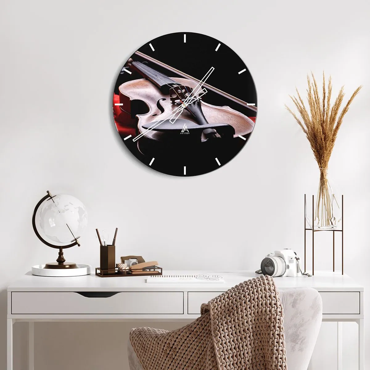 Reloj de pared - Reloj de vidrio - Música de sentimientos - 40x40 cm