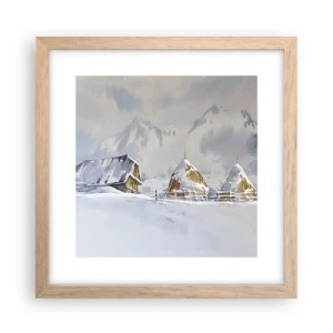 Póster en marco roble claro - En un valle nevado - 30x30 cm