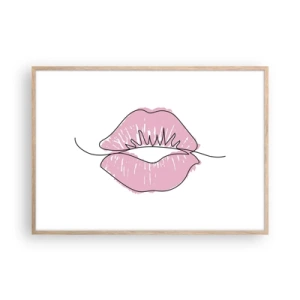 Póster en marco roble claro - ¿Listo para un beso? - 100x70 cm