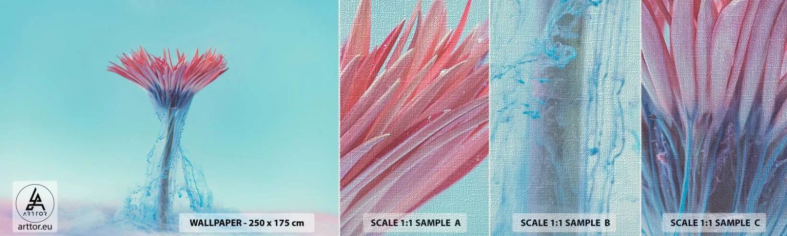 Muestra de fotomural Premium Canvas - En un abrazo vigorizante - Abstracción, Flor, Pedazo - 100x30 cm