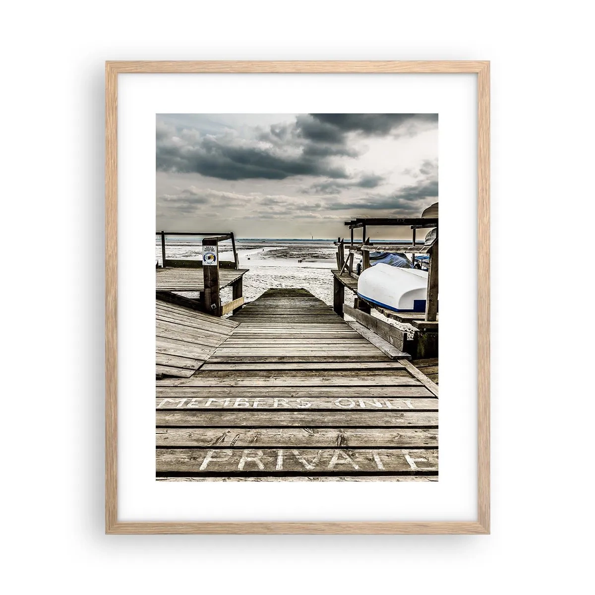 Póster en marco roble claro - La playa del norte - 40x50 cm
