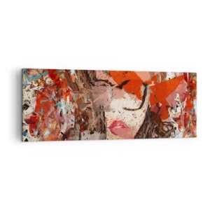 Cuadro sobre lienzo - Impresión de Imagen - Retrato abstracto de una mujer en colores intensos. - 140x50cm - Nadie sabe cómo eres realmente - Decoración de pared moderna para salón y dormitorio ARTTOR