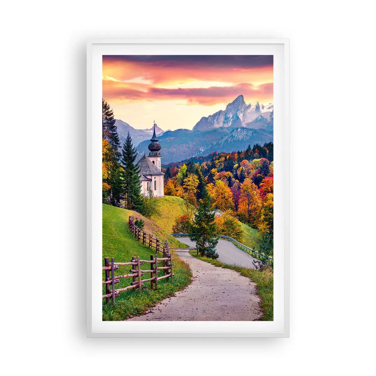 Póster en marco blanco - Paisaje como una pintura - 61x91 cm