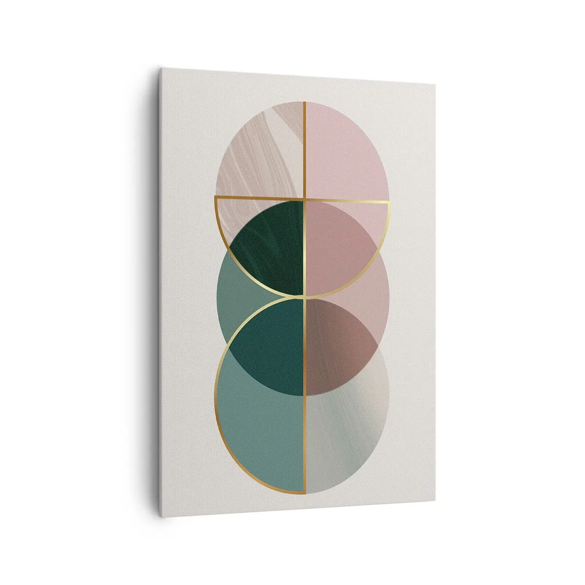 Cuadro sobre lienzo - Impresión de Imagen - Una composición abstracta de formas geométricas y líneas doradas. - 70x100cm - Círculo tras círculo... - Decoración de pared moderna para salón y dormitorio ARTTOR